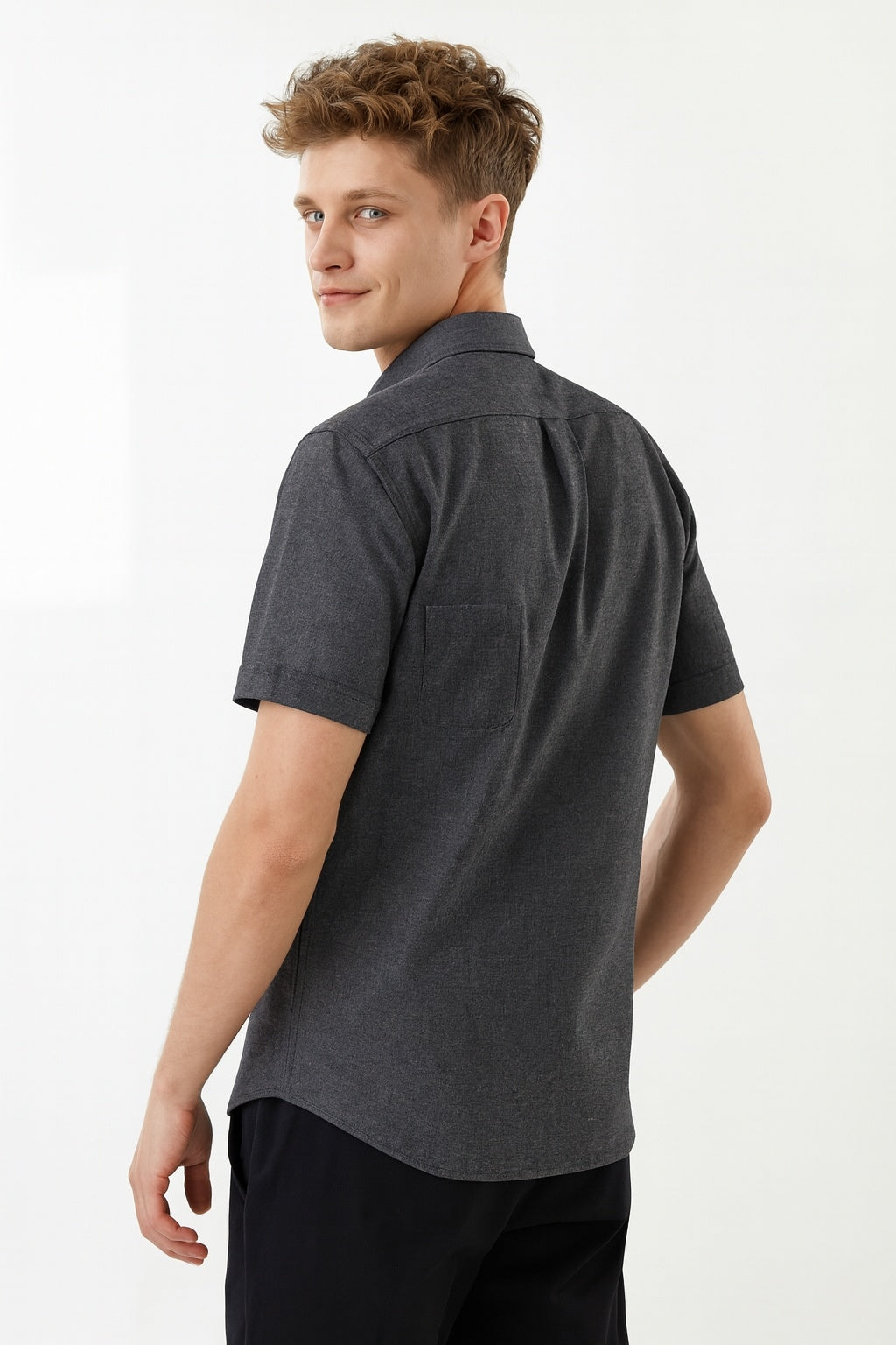 Cool Bee Premium Oxford Casual Half Shirt Black for Men - Black Premium Half Sleeve Oxford Shirt India - Lifestyle View