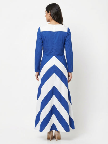 Elegant Midnight &amp; Marble Chevron Gown
