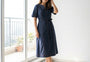 Crimson-Stitch Utility Midi Dress Navy Blue | Cool Bee