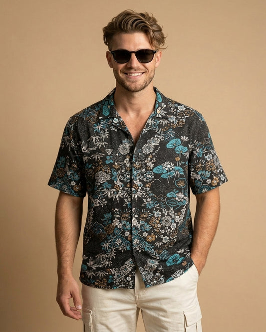 Monochrome Matrix Camp Shirt