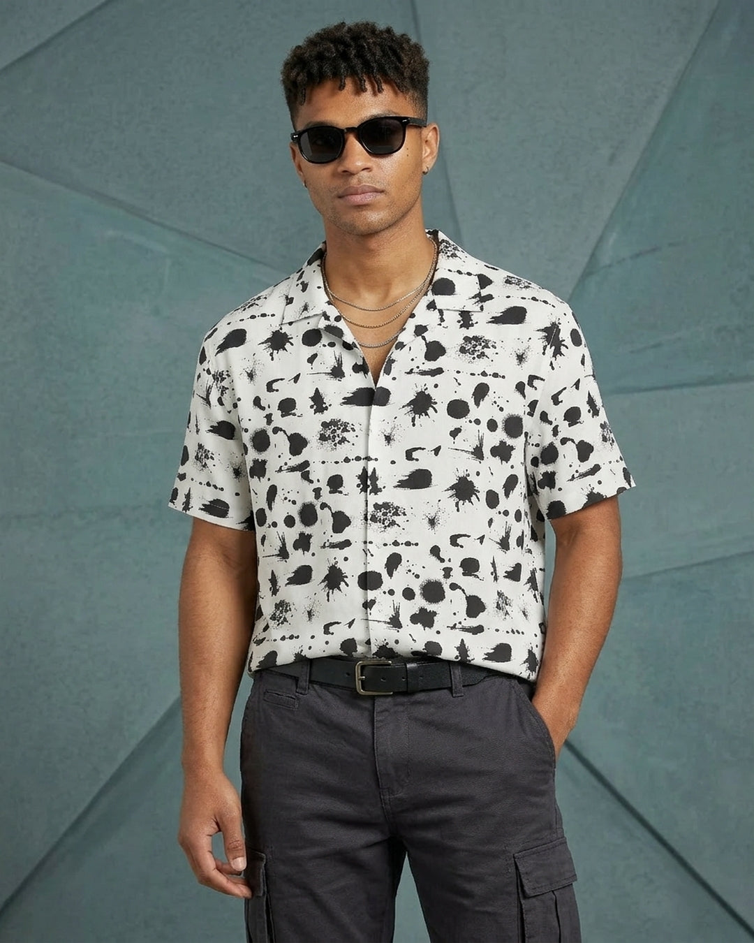 Stark Splatter Cuban Camp Shirt