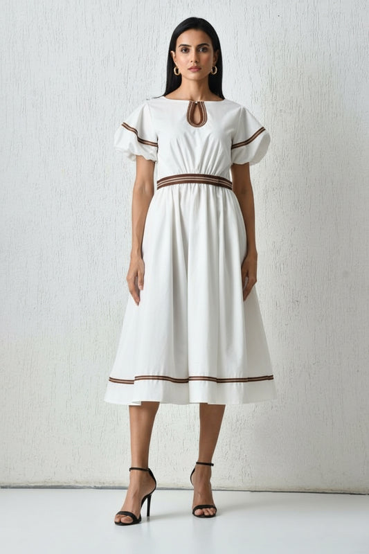 Artisan Contrast Shirtdress White
