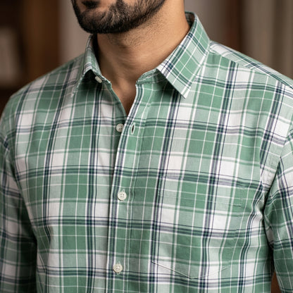 Highland Olive Windowpane  Check Shirt