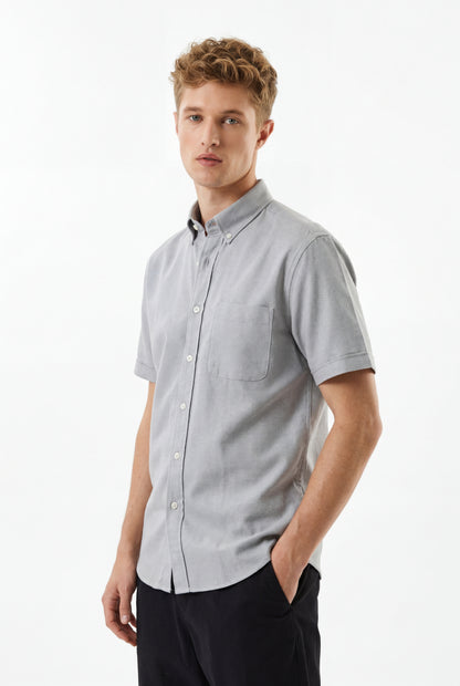 Premium Oxford Casual Half Shirt Grey