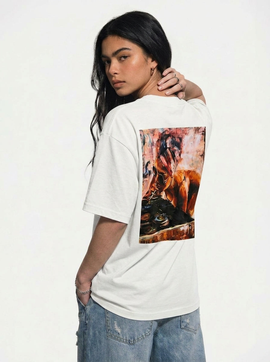 Cool Bee Midnight Muse Tee Offwhite for Women - Off White Oversized Graphic Tee Streetwear India