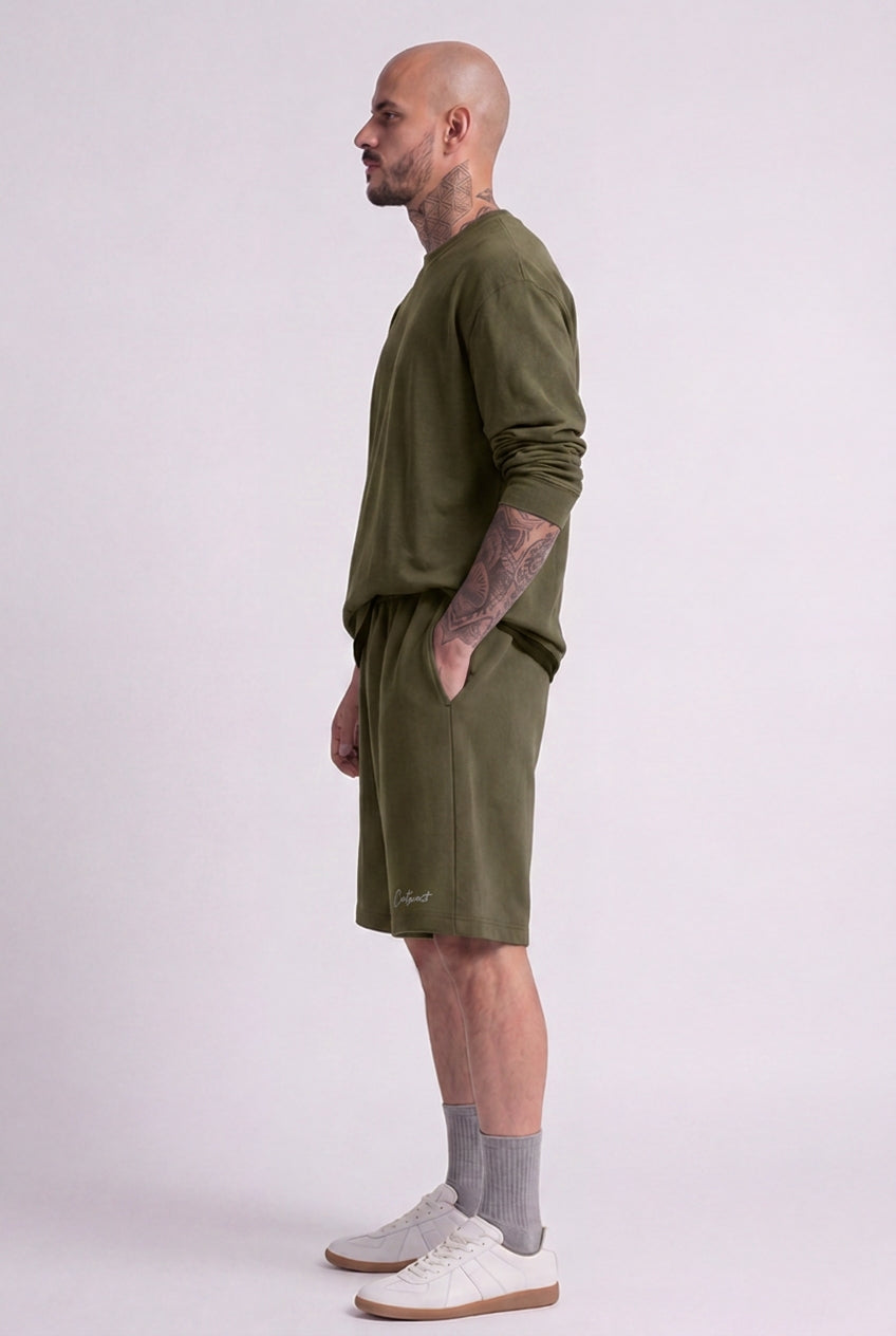 Cool Bee Regular Fit Shorts Olive Green for Men - Shorts Summer Casual India - Lifestyle View