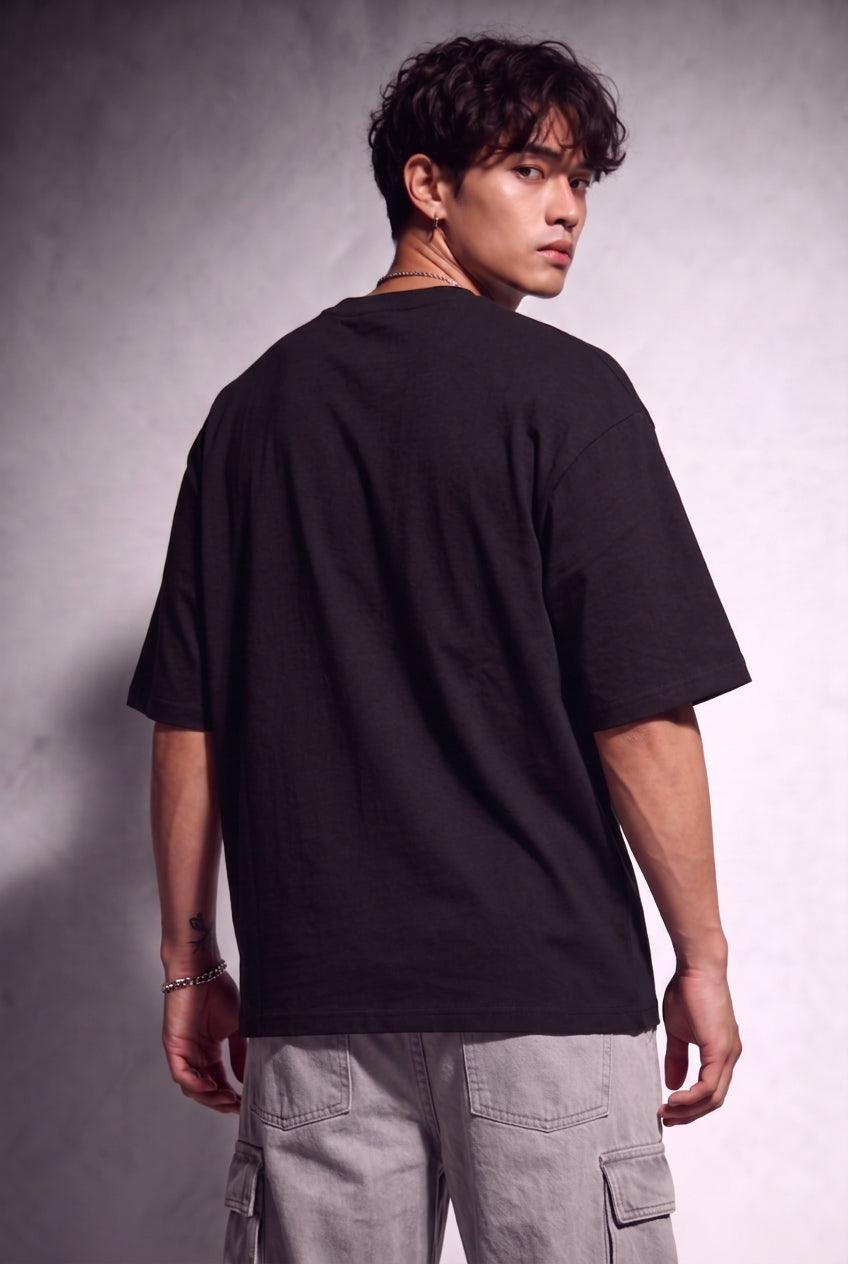 Cool Bee California Tee Black for Men - Black Oversized Graphic Tee Streetwear India - Lifestyle View