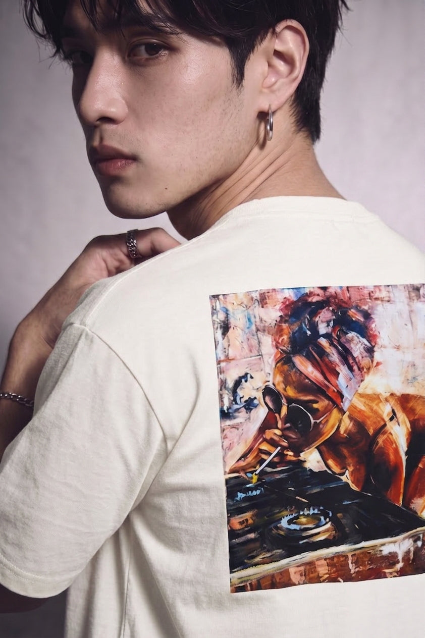 Cool Bee Midnight Muse Tee Off White for Men - Off White Oversized Graphic Tee Streetwear India - Lifestyle View