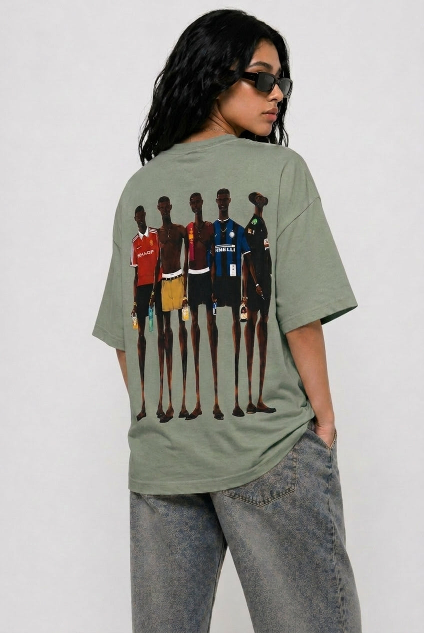 Cool Bee Matchday Abstract Tee Green for Women - Green Oversized Graphic Tee Streetwear India