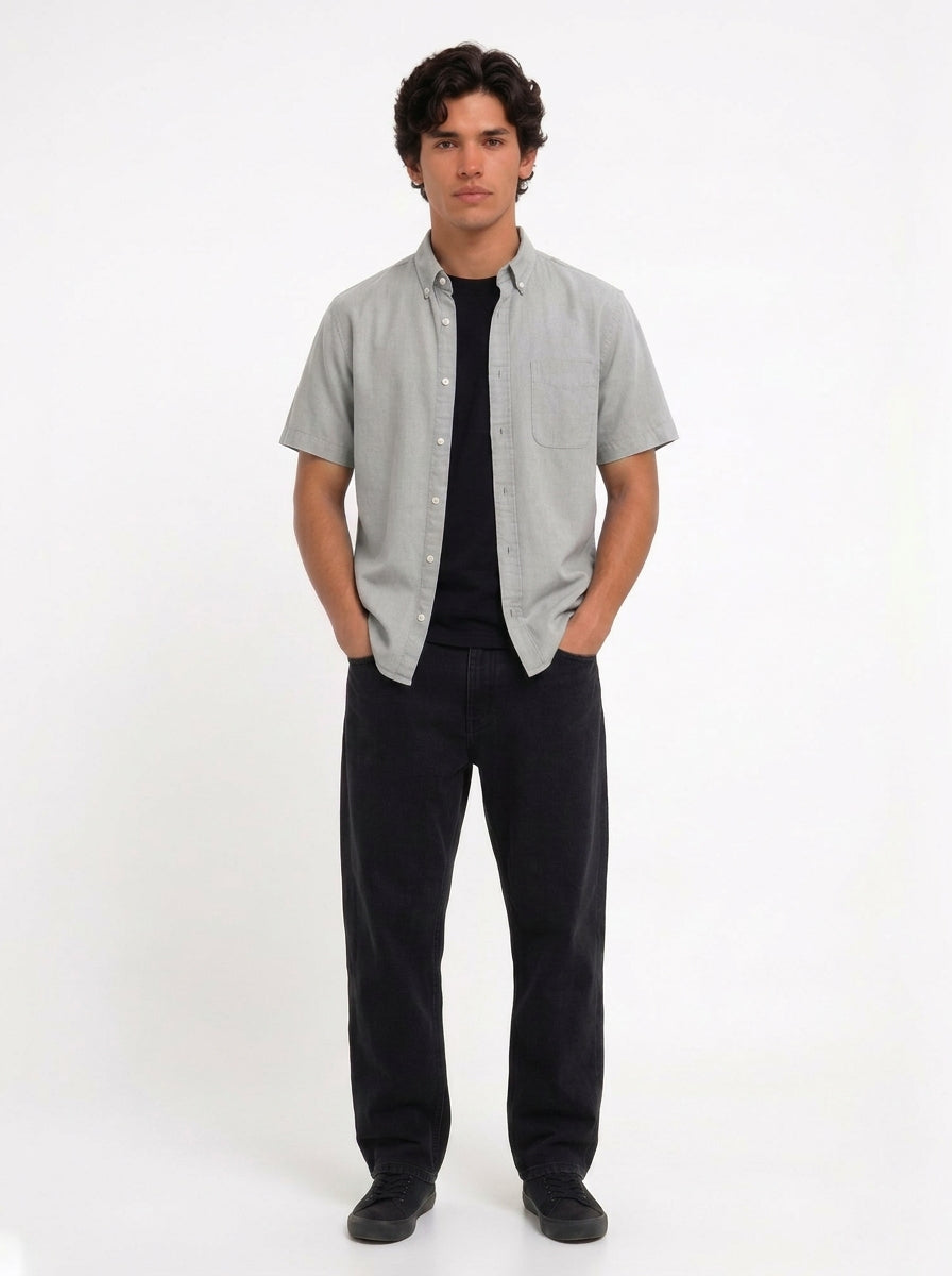 Cool Bee Oxford Casual Half Shirt Grey for Men - Premium Half Sleeve Casual Shirt India - Lifestyle View