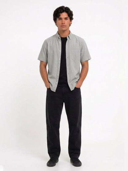 Cool Bee Oxford Casual Half Shirt Grey for Men - Premium Half Sleeve Casual Shirt India - Lifestyle View