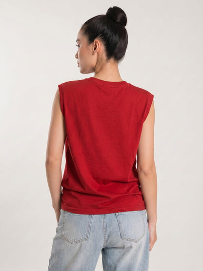 Cool Bee Women Tank Tees Red for Women - Tank Top Gym Casual India - Detail View