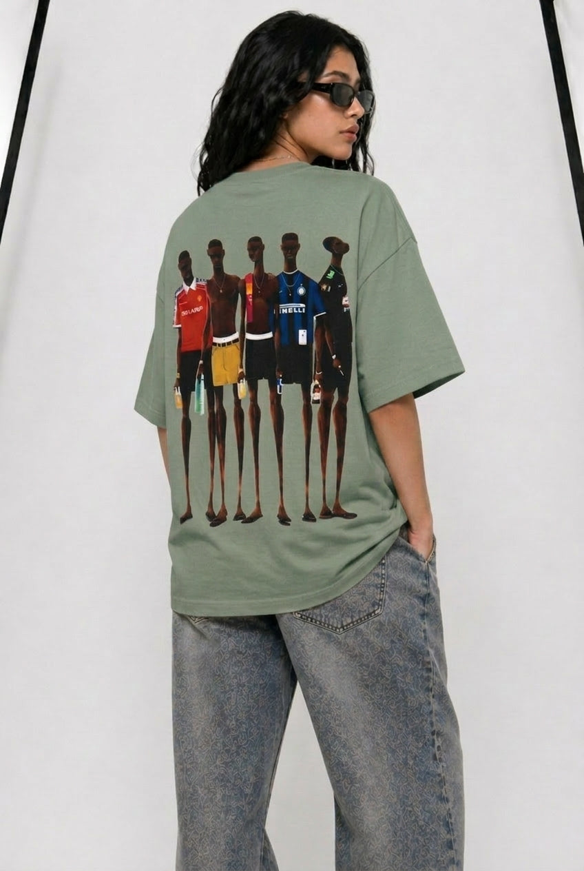Cool Bee Matchday Abstract Tee Green for Women - Oversized Graphic Tee Streetwear India - Lifestyle View