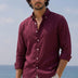 Linen Casual Shirt Maroon