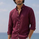 Linen Casual Shirt Maroon