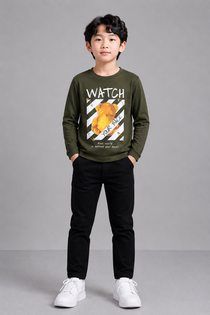 Coolbee Store Kids Boys T-Shirt - Olive Green (KBAW25TR2) – front view