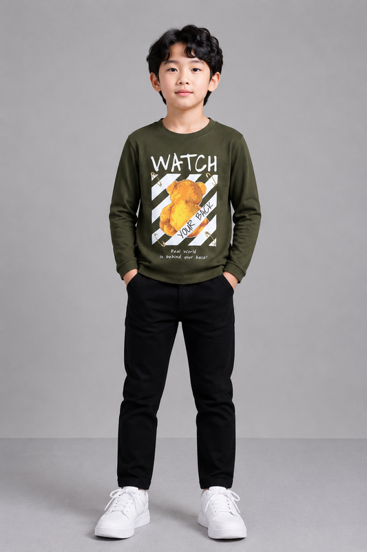 Kids Boys T-Shirt - Olive Green (KBAW25TR2)