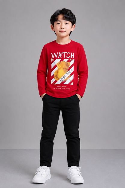 Coolbee Store Kids Boys T-Shirt - Red (KBAW25TR1) – front view