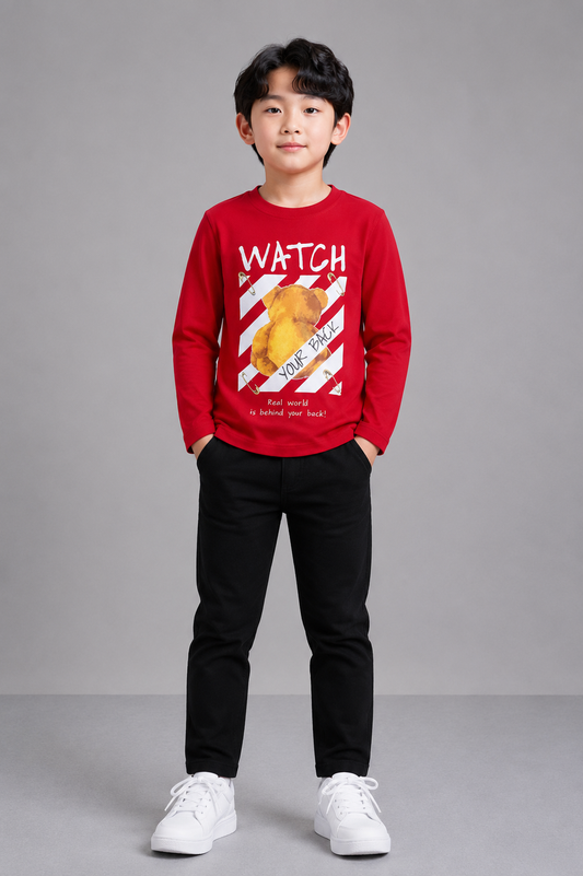 Kids Boys T-Shirt - Red (KBAW25TR1)