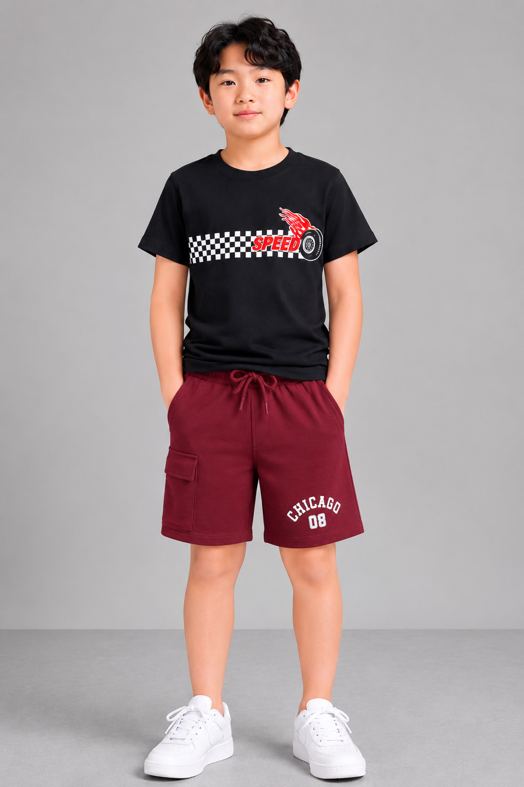 Coolbee Store Kids Boys Shorts - Maroon (KB4WLS221) – front view