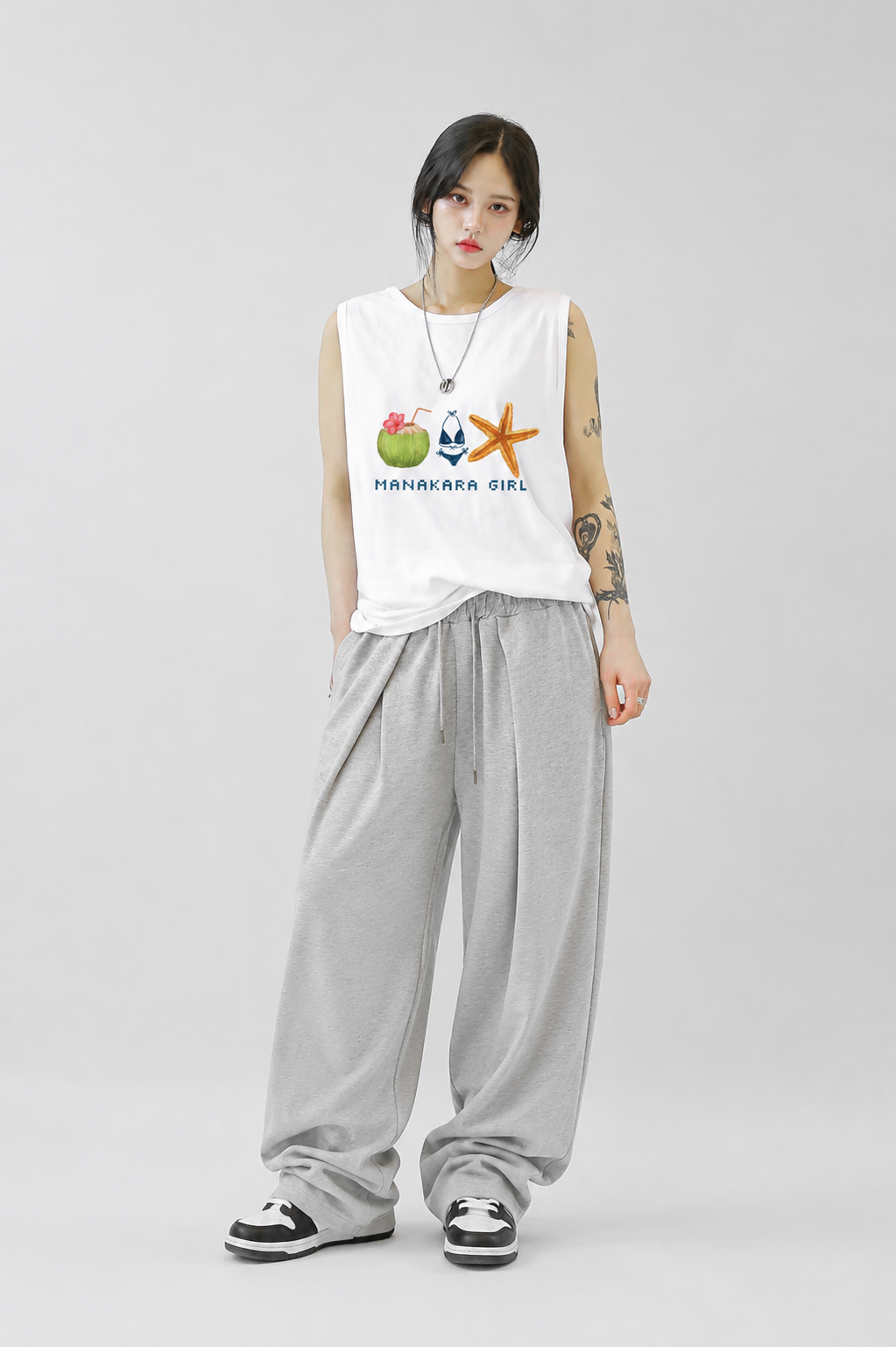 Beach Memo Tank Tees White