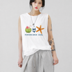 Beach Memo Tank Tees White