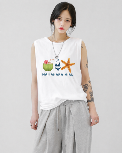 Beach Memo Tank Tees White