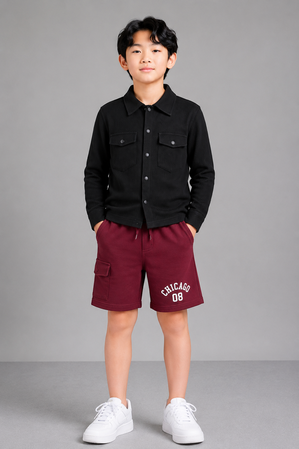 Coolbee Store Kids Boys Shirt - Black (KBAW25S007) – front view