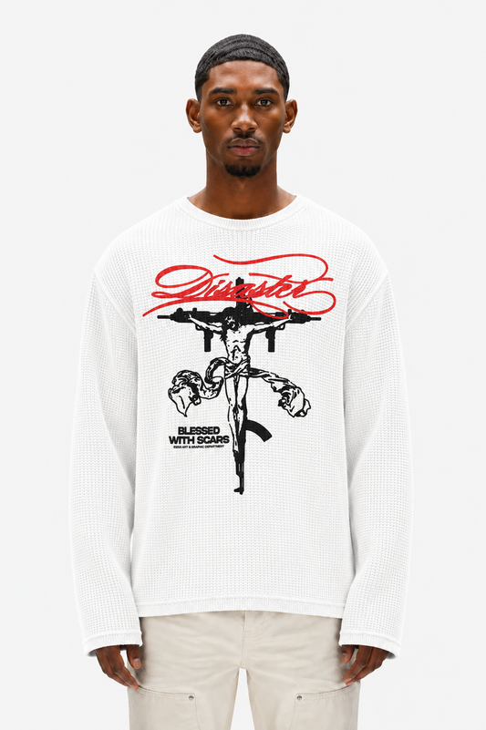 Coolbee Store Reckless Faith Waffle Tee White – front view