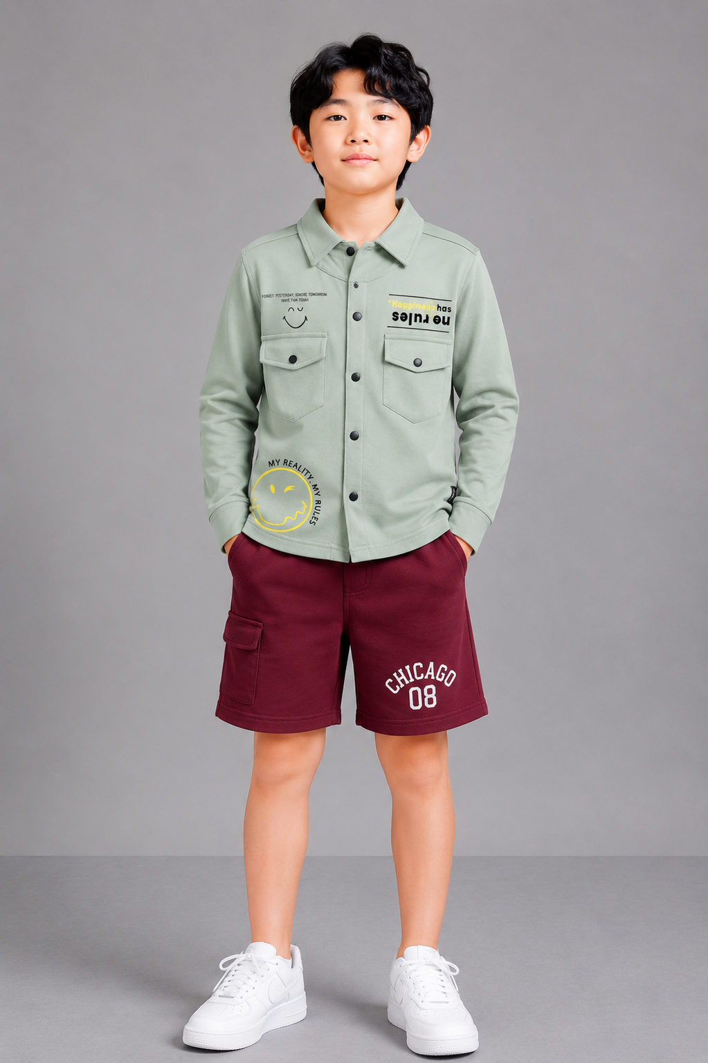 Coolbee Store Kids Boys Shirt - Green (KBAW25S009) – front view