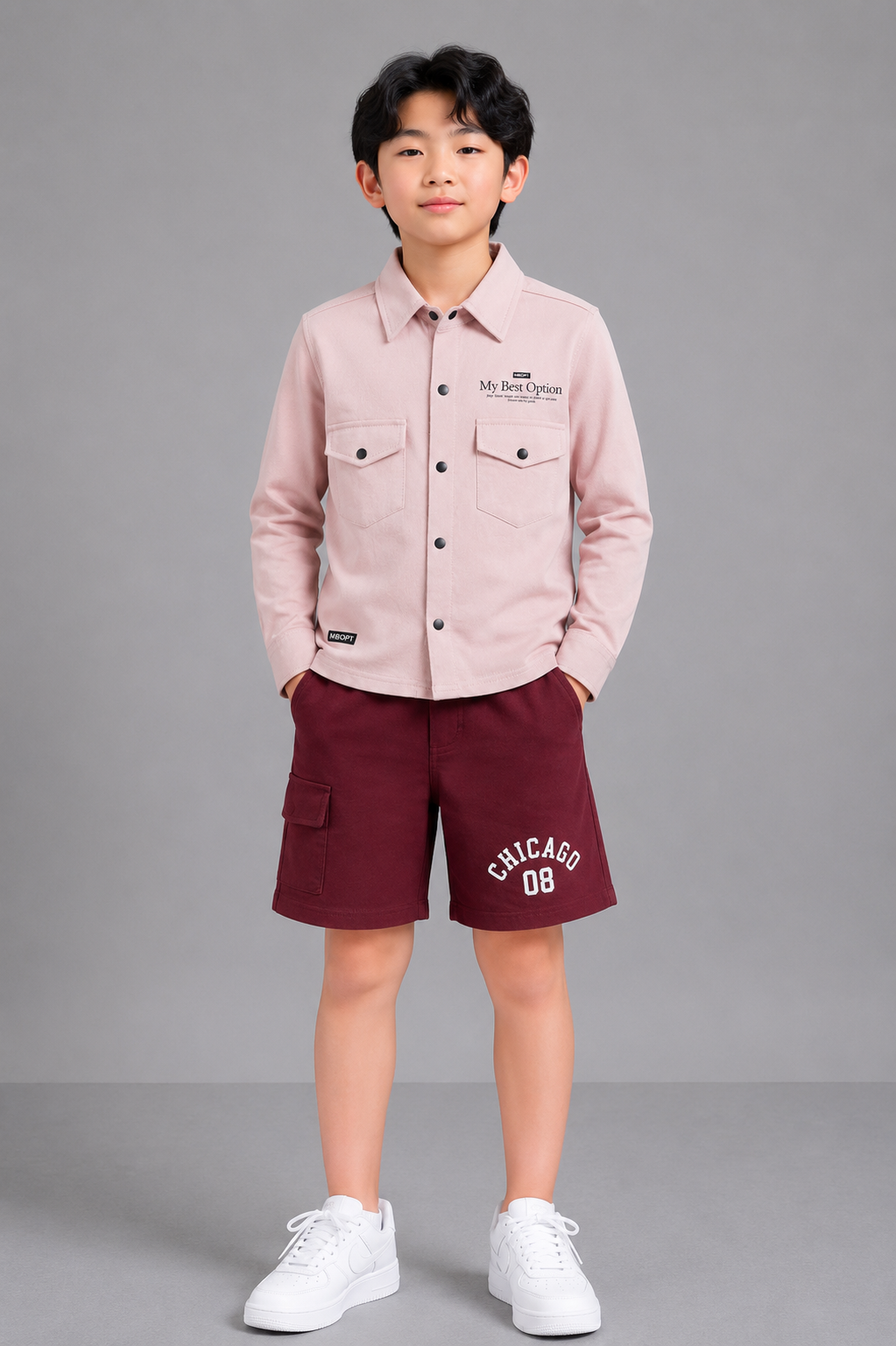 Coolbee Store Kids Boys Shirt - Peach (KBAW25S008) – front view