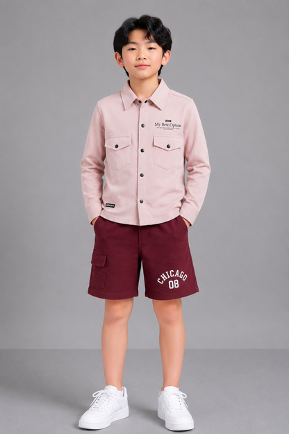 Coolbee Store Kids Boys Shirt - Peach (KBAW25S008) – front view