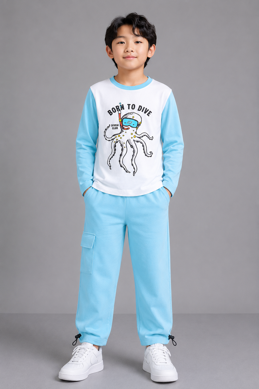 Coolbee Store Kids Boys Clothing Set - Off White (KBAW25ST10) – front view
