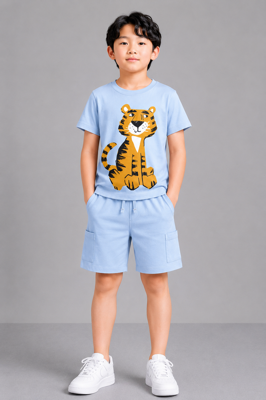 Kids Boys Clothing Set - Sky Blue (KBSS25CS488)