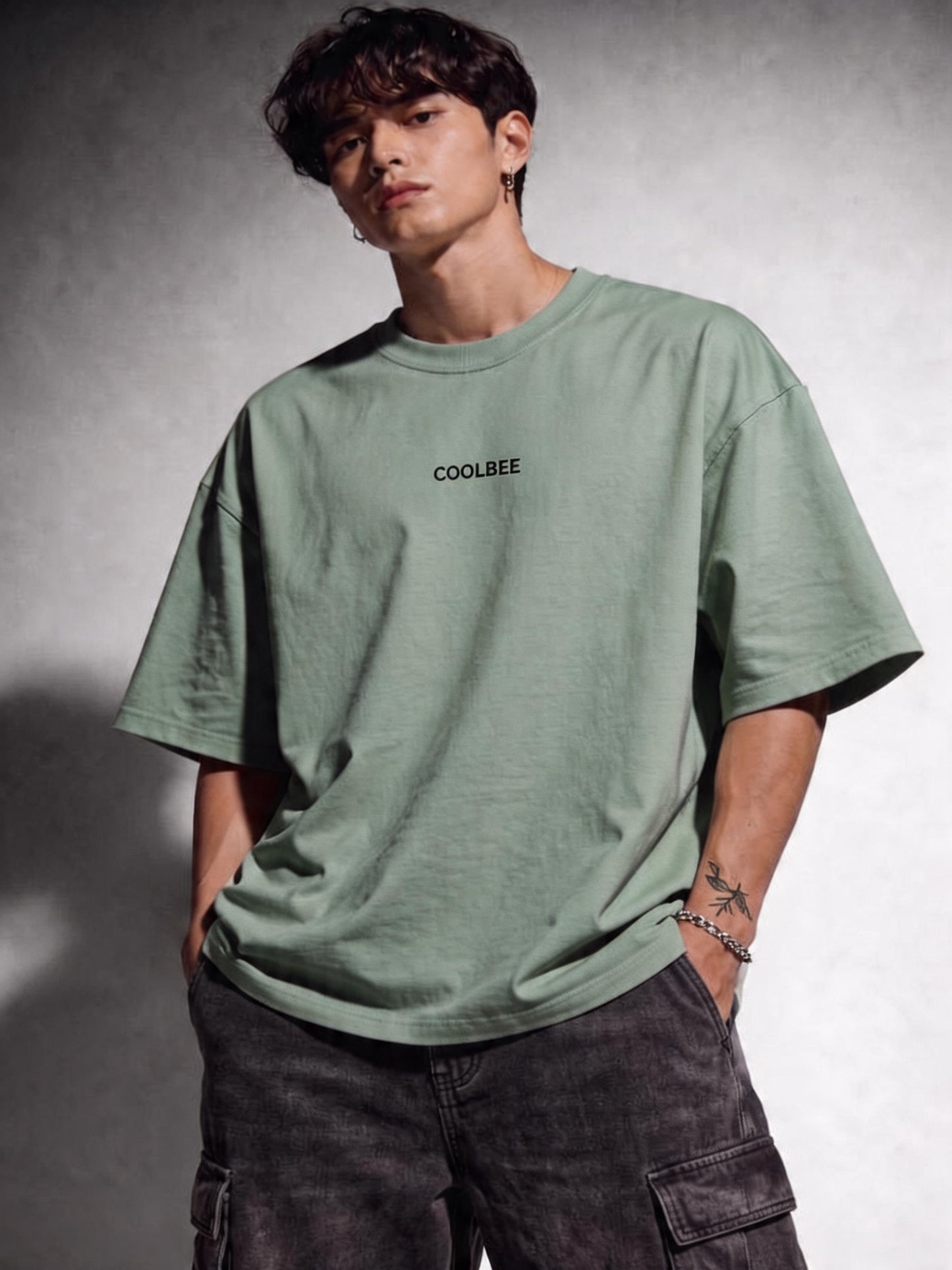 Cool Bee Orbital Drift Tee Green for Men - Green Oversized Graphic Tee Streetwear India - Back View