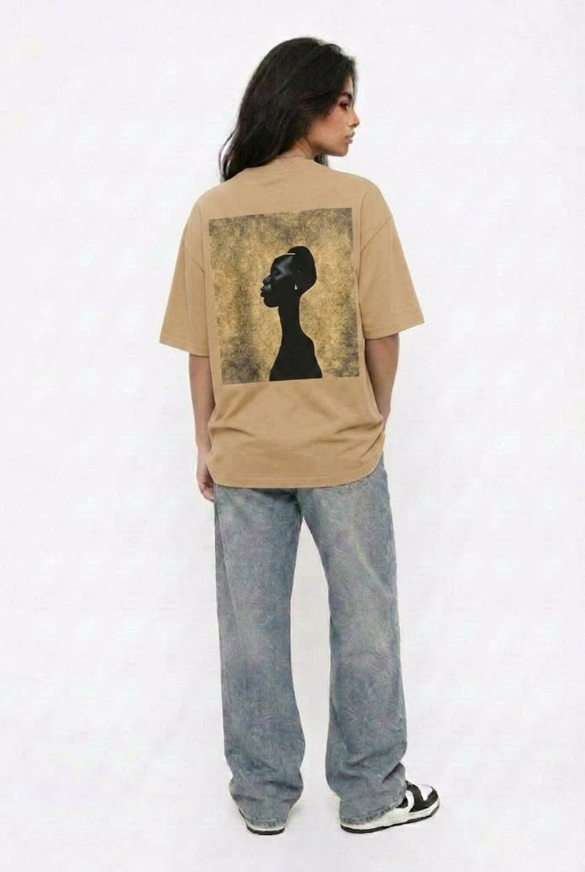 Cool Bee Silent Muse Tee Beige for Women - Oversized Graphic Tee Streetwear India - Lifestyle View