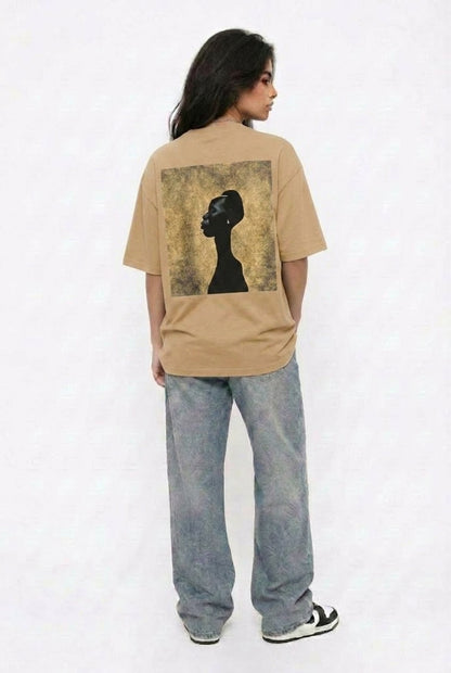 Cool Bee Silent Muse Tee Beige for Women - Oversized Graphic Tee Streetwear India - Lifestyle View