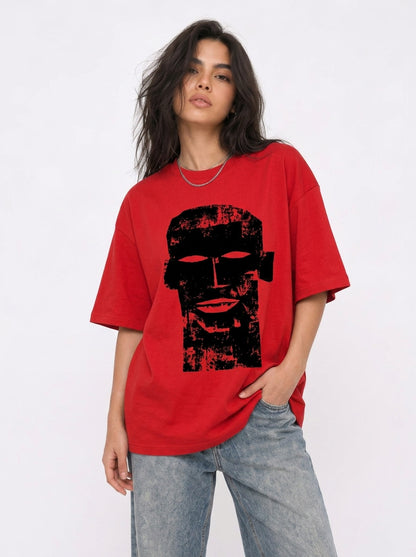 Cool Bee The Totem Tee Red for Women - Red Oversized Graphic Tee Streetwear India