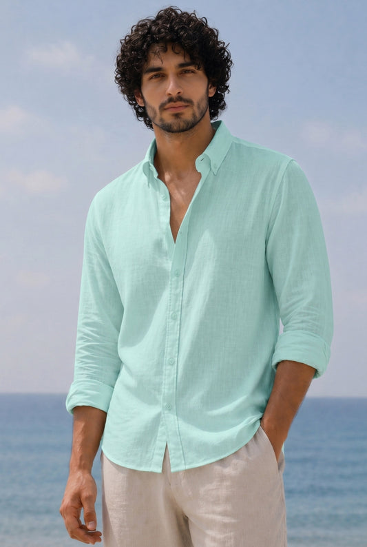 Linen Casual Shirt Mint Green