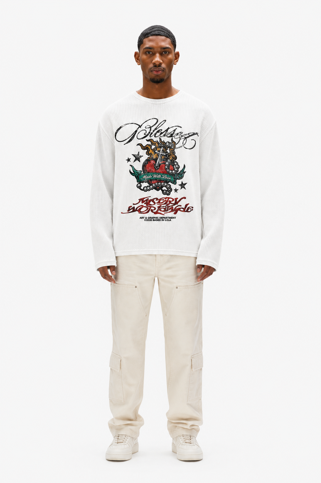 Coolbee Store Signature Waffle Tee White – side view