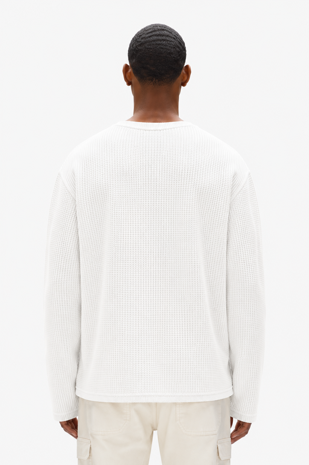 Coolbee Store Signature Waffle Tee White – close-up fabric detail