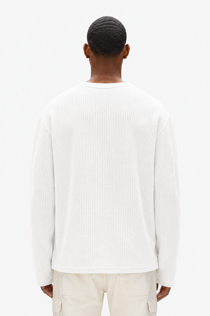 Coolbee Store Midnight Creed Waffle Tee White – close-up fabric detail