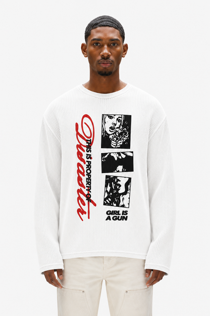 Coolbee Store Midnight Creed Waffle Tee White – front view