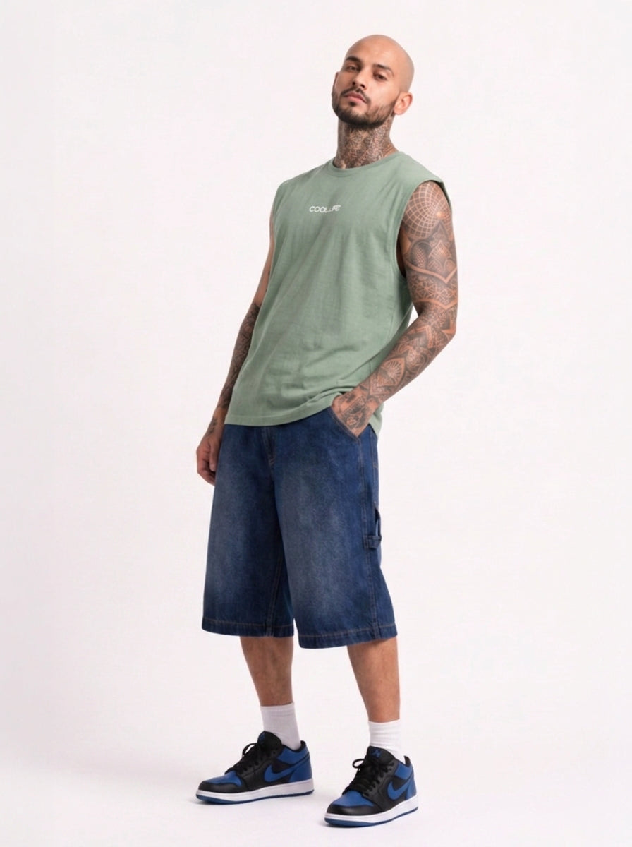 Cool Bee Men Tank Tees Green for Men - Green Tank Top Gym Casual India - Lifestyle View