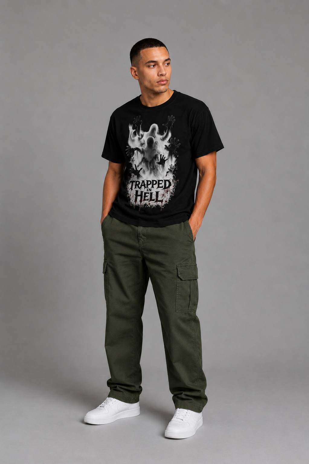 Cool Bee Trapped Tee Black for Men - Black Oversized Graphic Tee Streetwear India - Detail View