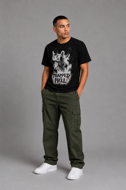 Cool Bee Trapped Tee Black for Men - Black Oversized Graphic Tee Streetwear India - Detail View