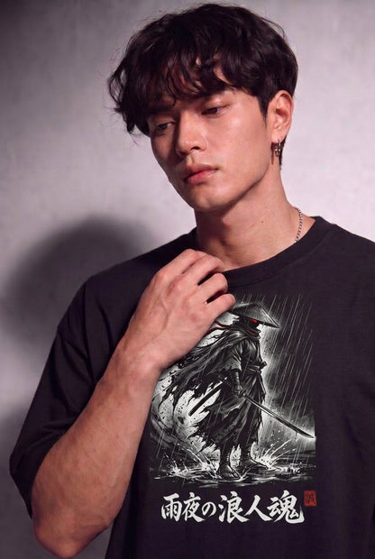 Cool Bee Silent Warrior Anime Tee Black for Men - Black Anime Graphic Tee Streetwear India - Back View