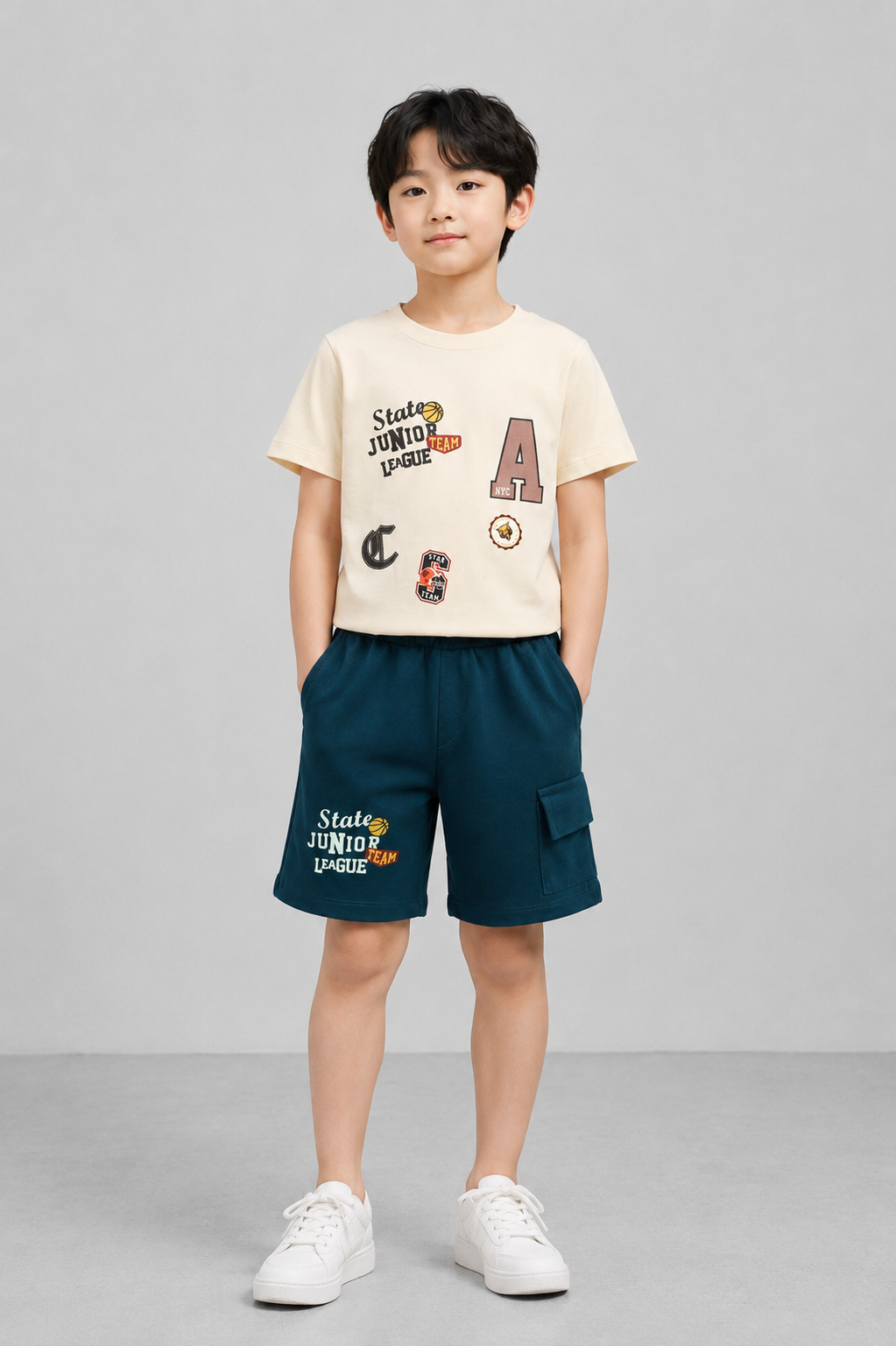 Coolbee Store Kids Boys Clothing Set - Beige (CS005) – front view