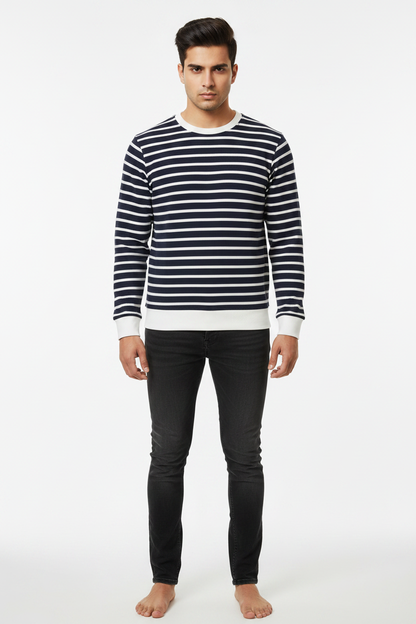Front facing attitude - navy waffle tee