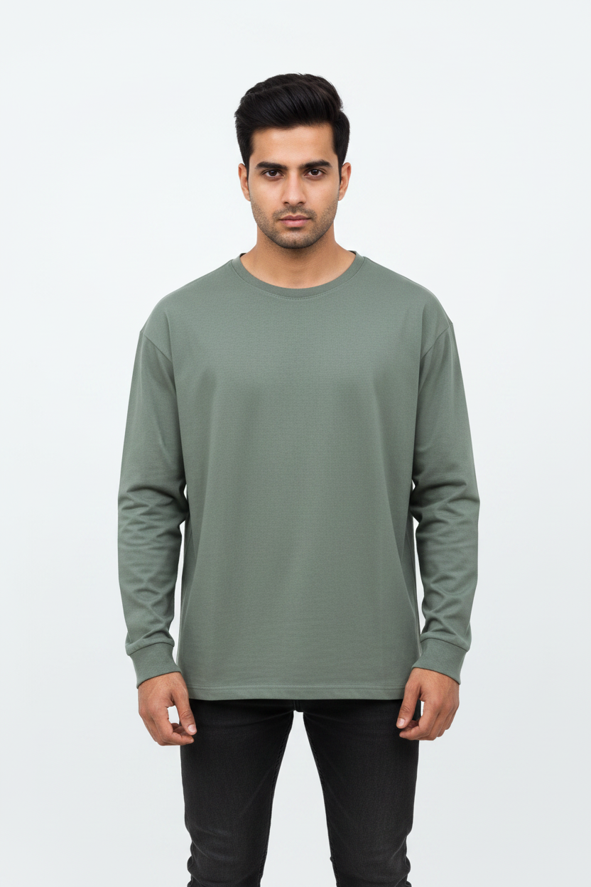 Front facing attitude - sage green tee
